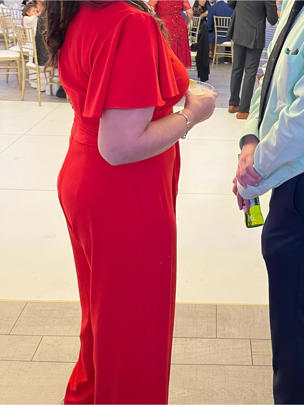 Preston & York Bright Red V-Neck Tie-Waist Wide-Leg Jumpsuit - Picture 10 of 10